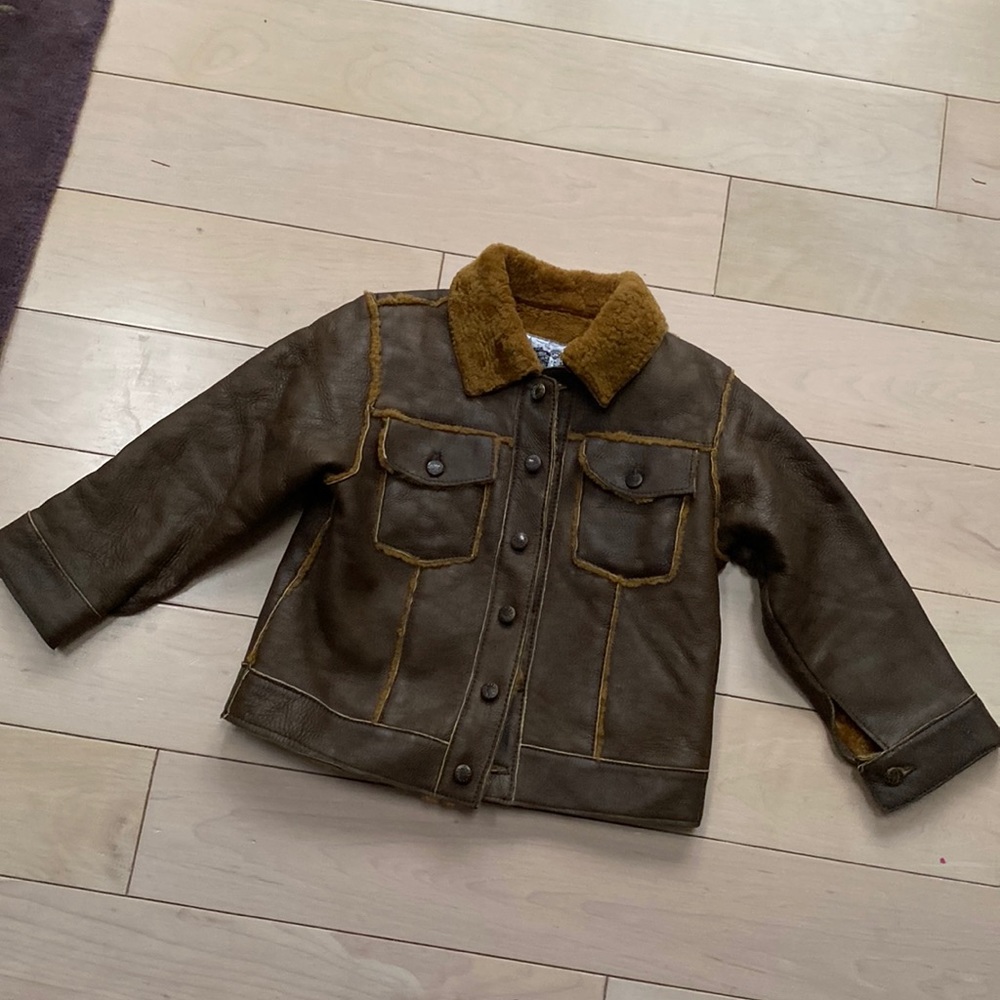Veccio Ponte Italy brown genuine shearling leather boys jacket